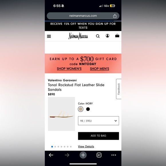 Valentino Garavani
Tonal Rockstud Flat Leather Slide Sandals - Picture 9 of 11